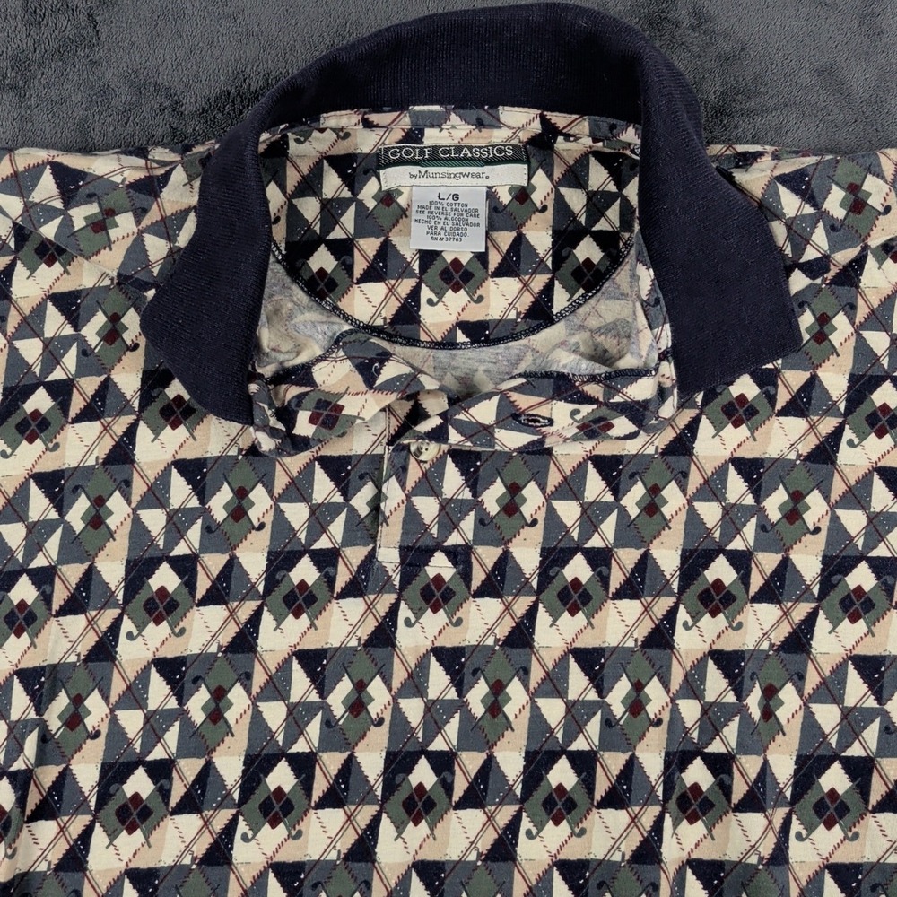 Golf Classics By Munsingwear Vintage Men L Golf Polo Golf Clubs All Over Print